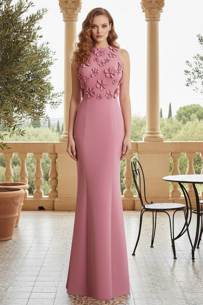 A-Line Floral Applique Wedding Guest Gown