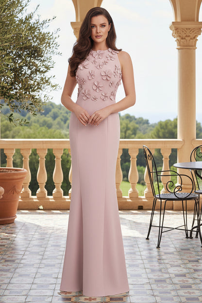 A-Line Floral Applique Wedding Guest Gown