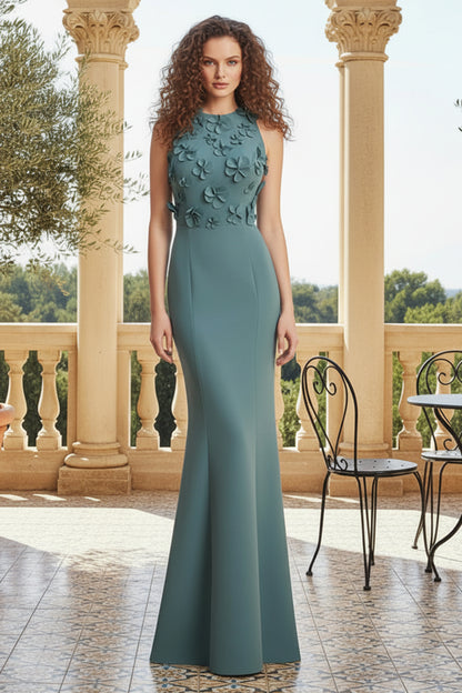 A-Line Floral Applique Wedding Guest Gown