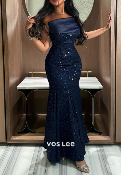 Gorgeous & Charming Tube Top Ankle-Length Pleated Mermaid Evening Dresses
