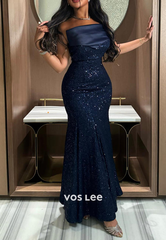 Gorgeous & Charming Tube Top Ankle-Length Pleated Mermaid Evening Dresses