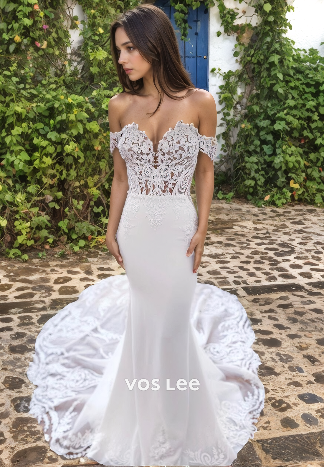 Royal Mermaid New Arrival Lace Wedding Gown Sweetheart Off-Shoulder Sweep Train Bride Dresses