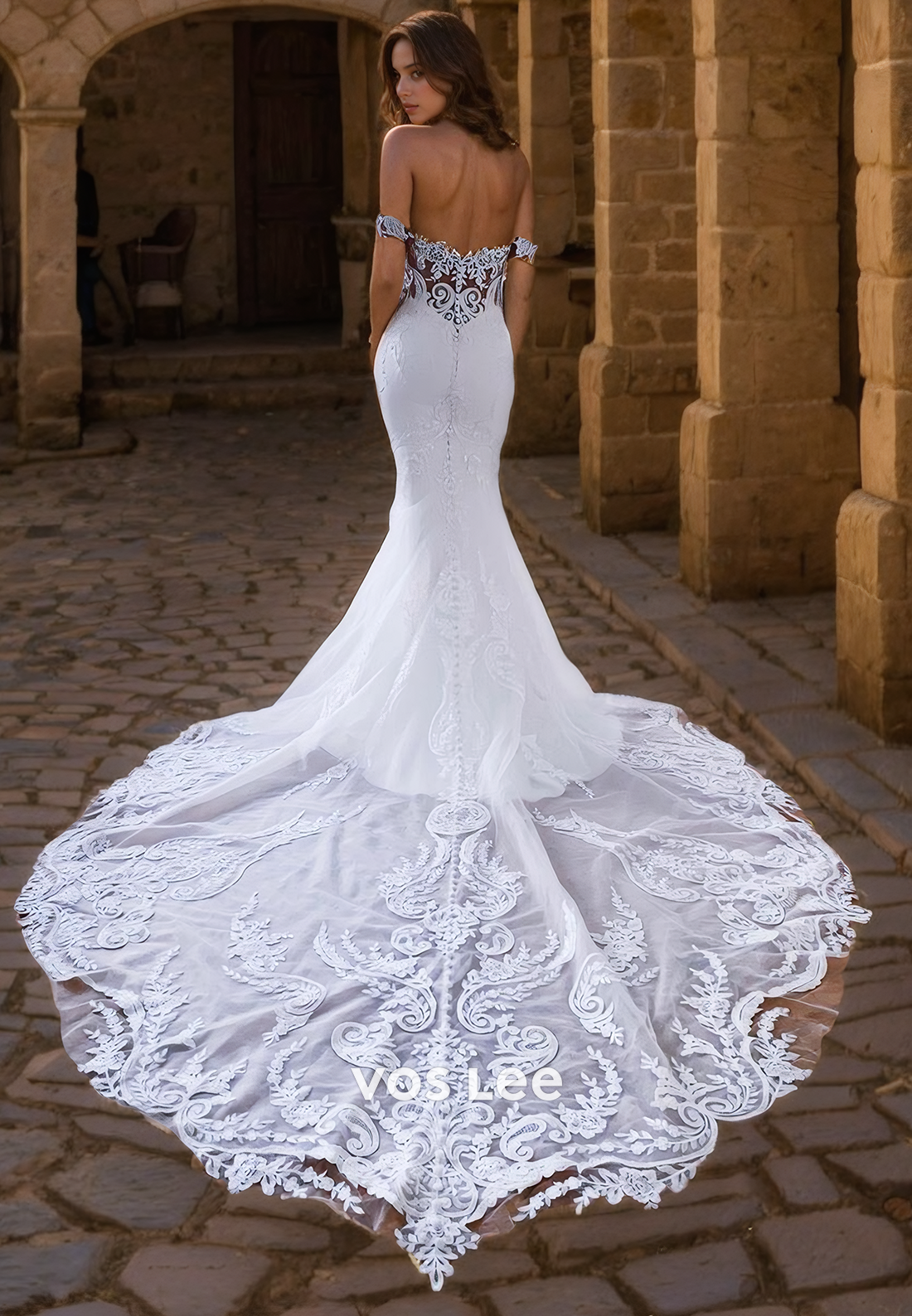 Royal Mermaid New Arrival Lace Wedding Gown Sweetheart Off-Shoulder Sweep Train Bride Dresses