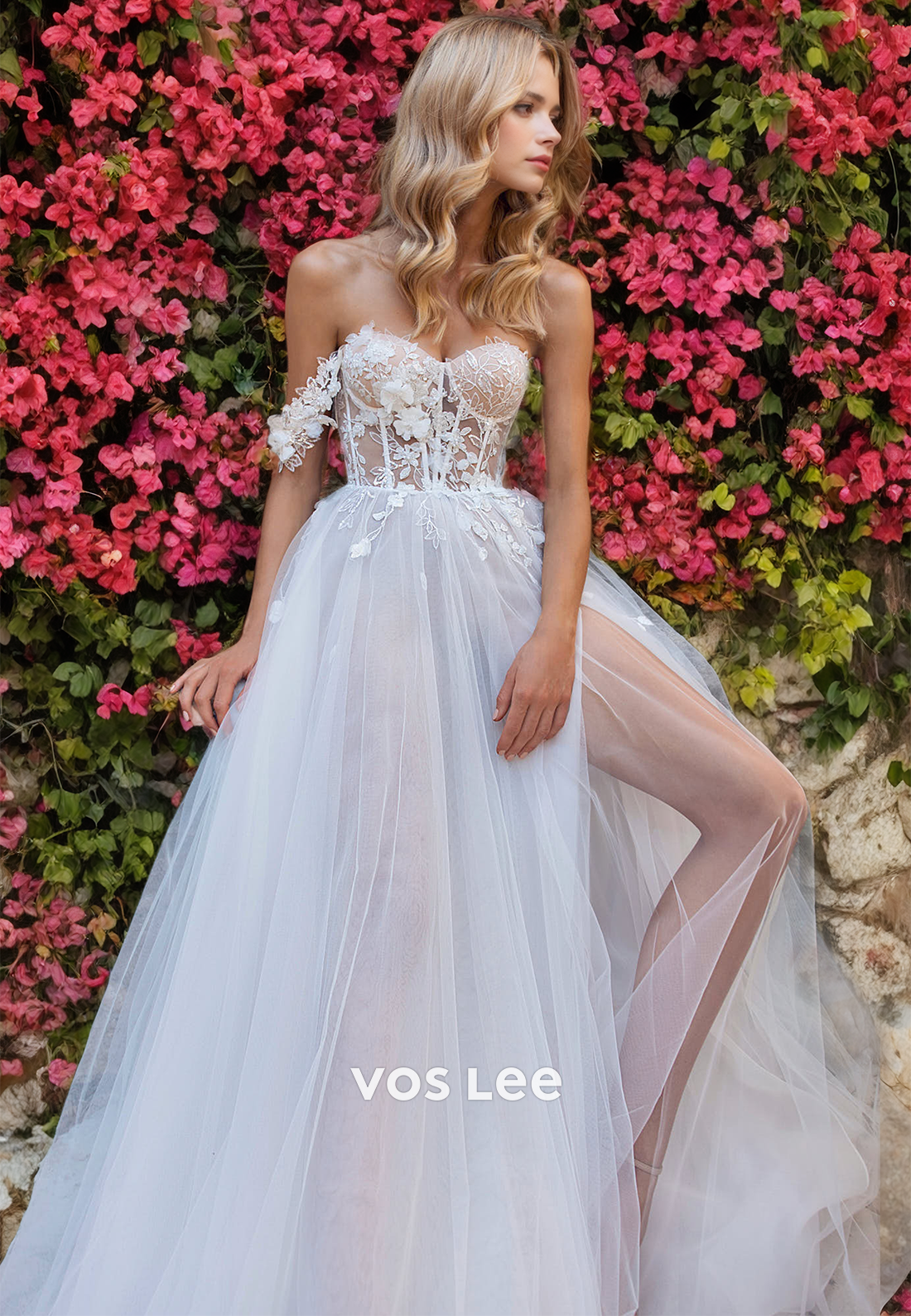 Boho A-Line Sweetheart Tulle Beach Wedding Dress