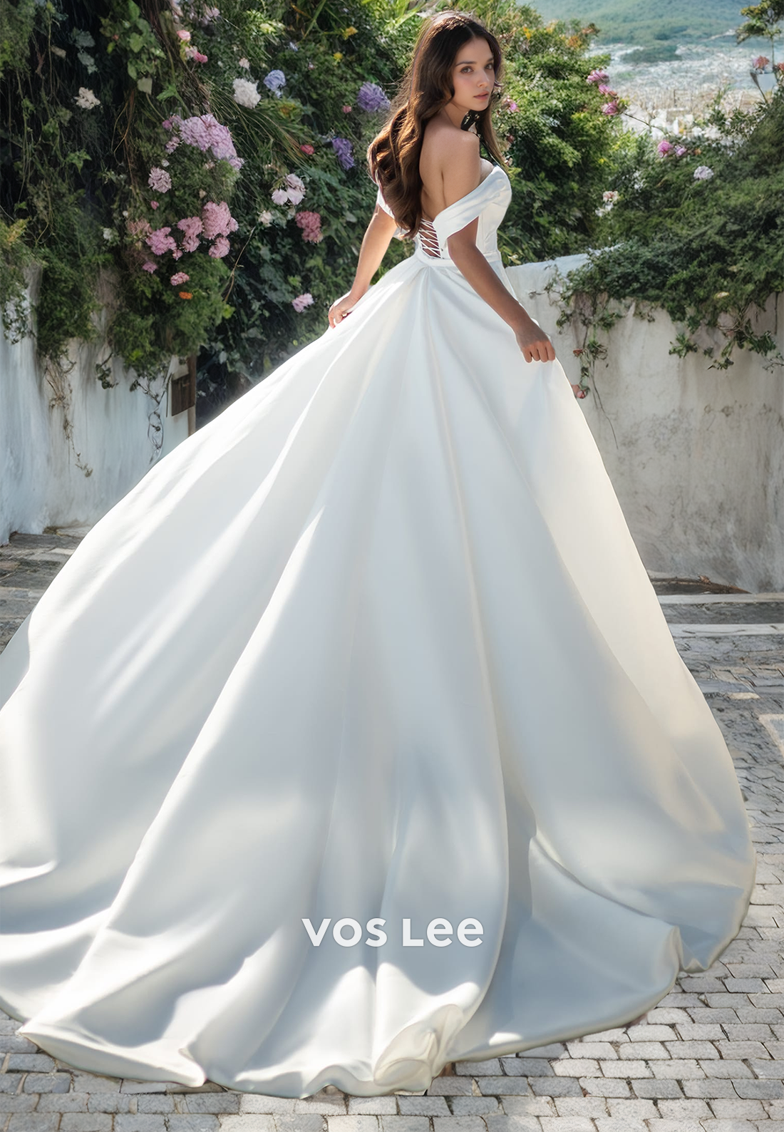 A-Line Sweetheart Strapless Chapel Train Satin Wedding Dress