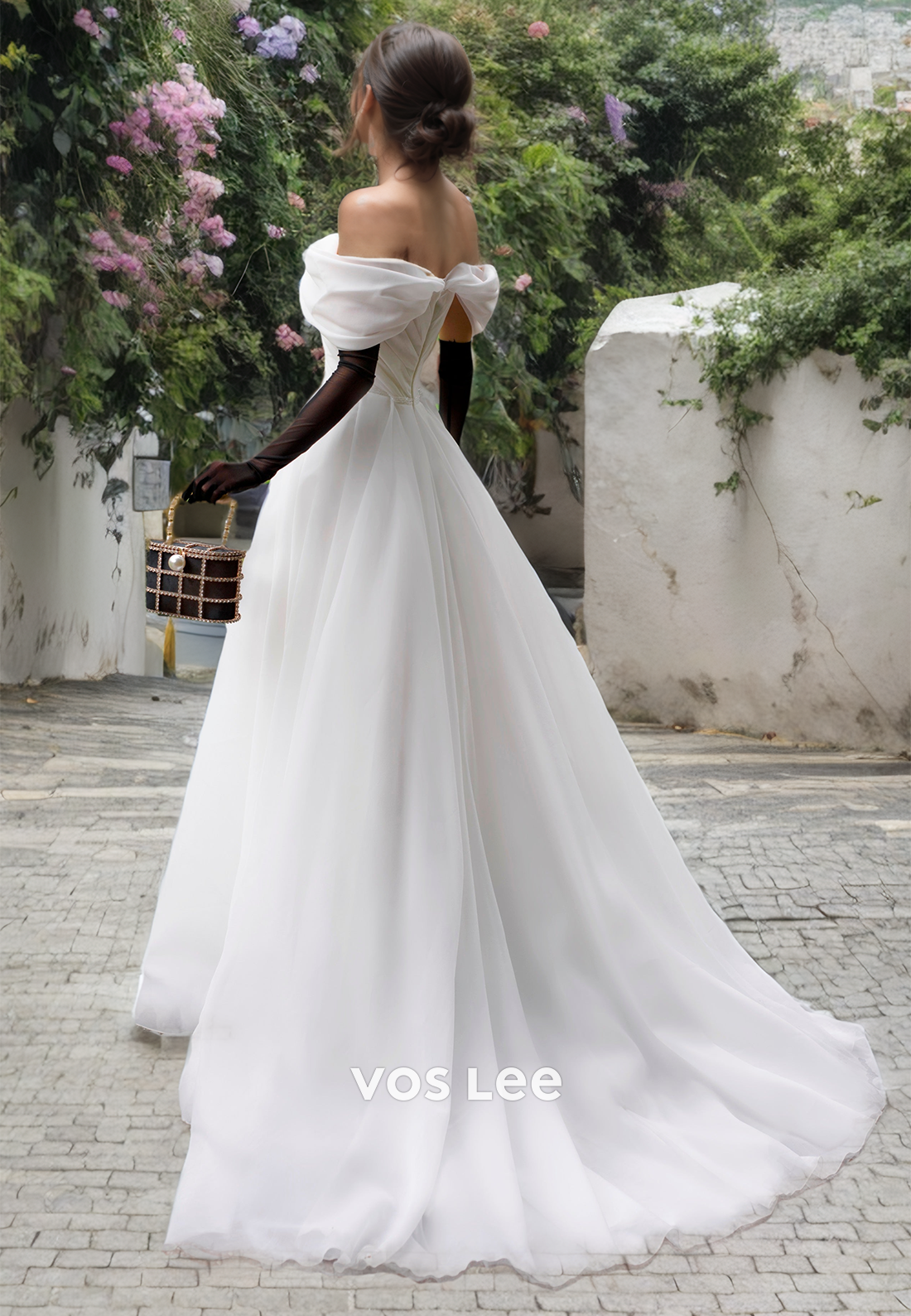 A-Lline Off Shoulder Organza Wedding Dress