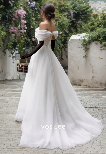 A-Lline Off Shoulder Organza Wedding Dress