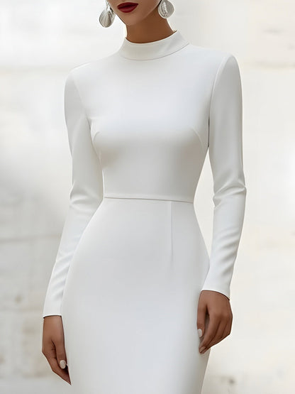 Long-Sleeve Gown With Organza Hem Ruffles