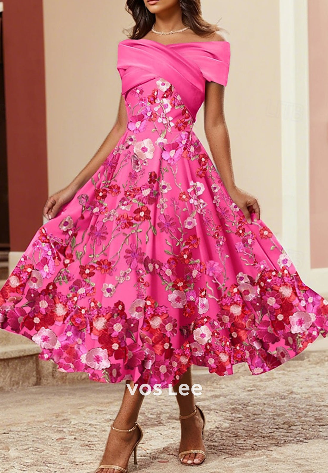 Classic - Off the Shoulder A-Line Appliques Ankle-Length Evening Dresses