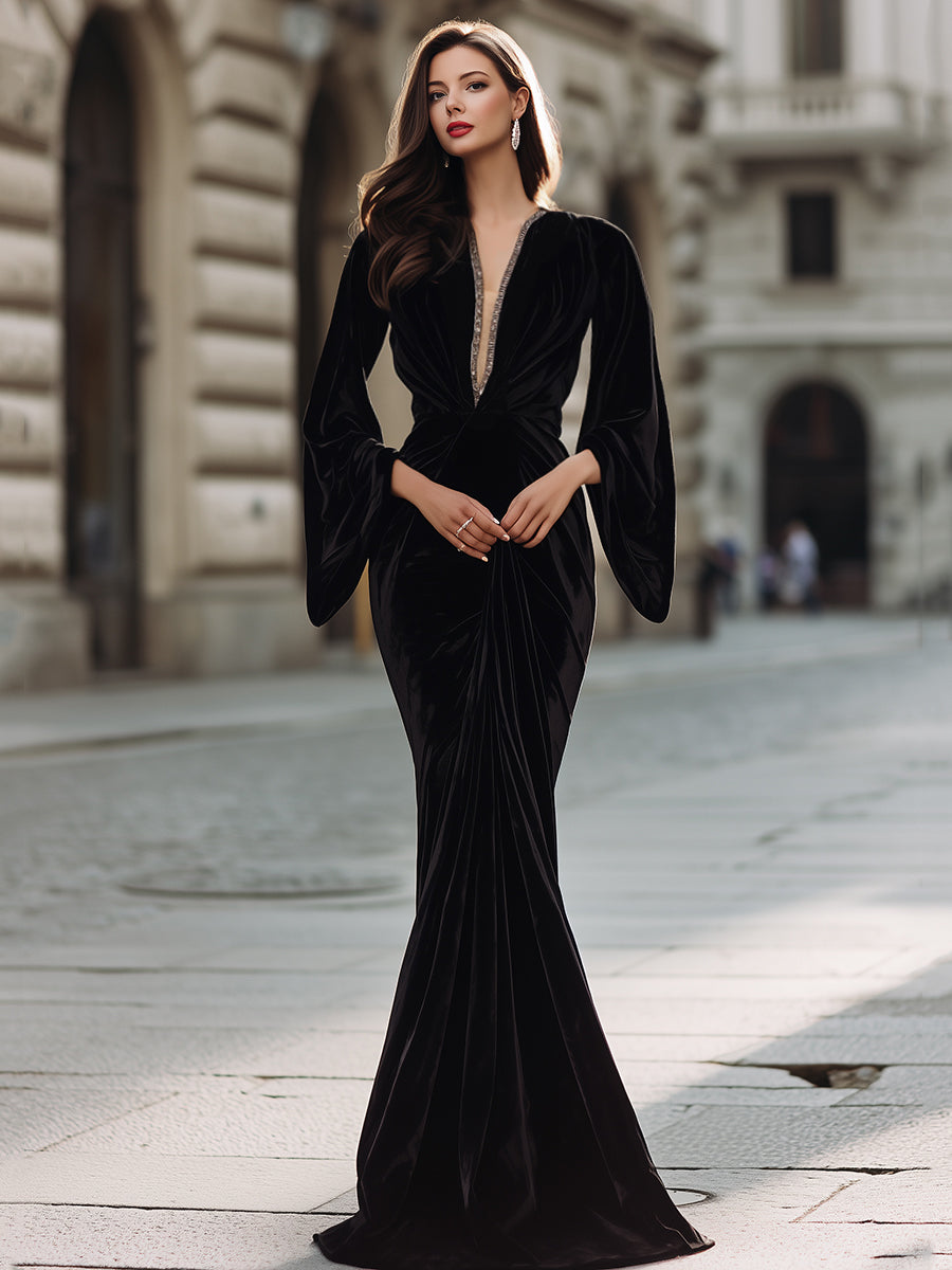 Elegant Velvet Evening Gown
