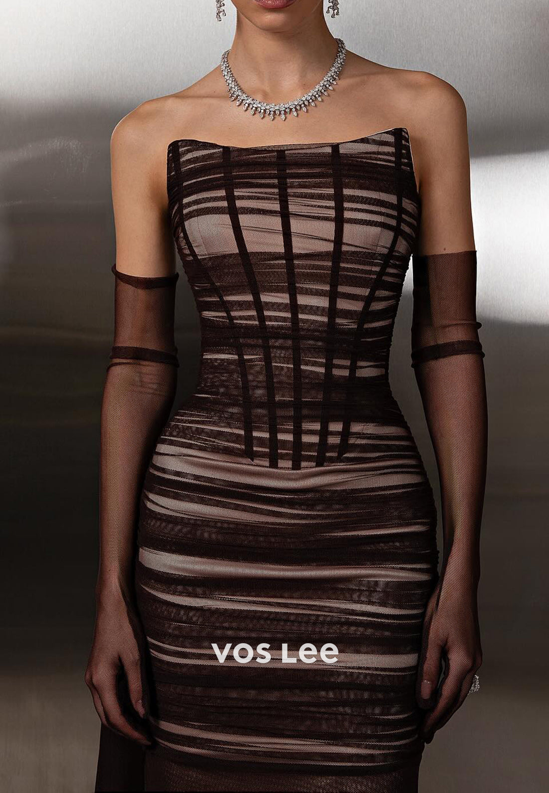 Sexy & Hot Tube Top Sleeveless Pleated Mermaid Prom Dresses with Court Train