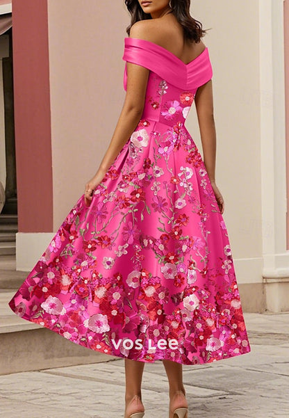 Classic - Off the Shoulder A-Line Appliques Ankle-Length Evening Dresses