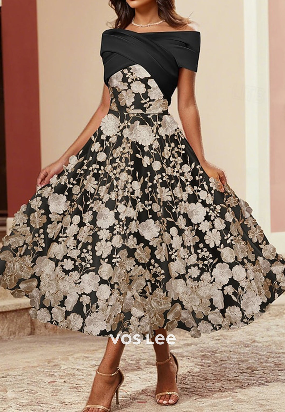 Classic - Off the Shoulder A-Line Appliques Ankle-Length Evening Dresses