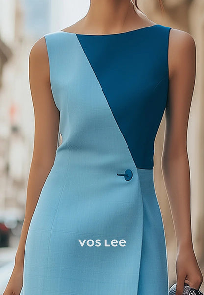 Classic & Timeless Scoop Tea-Length Sheath Wedding Guest Dresses with Side Split