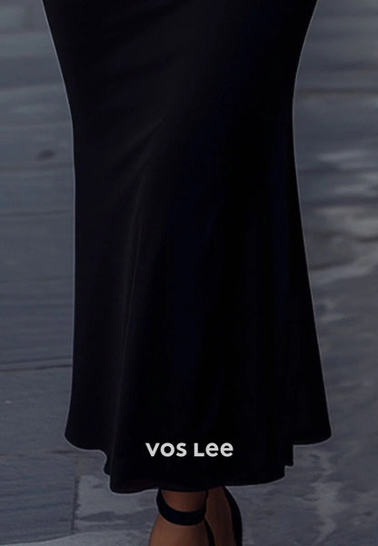 Simple & Casual Long Sleeve Scoop Ankle-Length Mermaid Wedding Guest Dresses