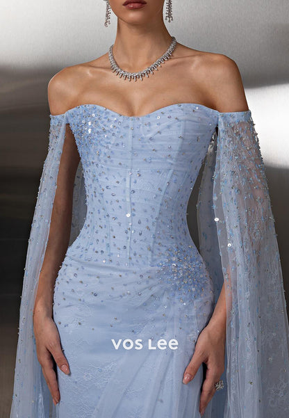 Sweetheart Sleeveless Sequins Floor-Length Mermaid Prom Dresses