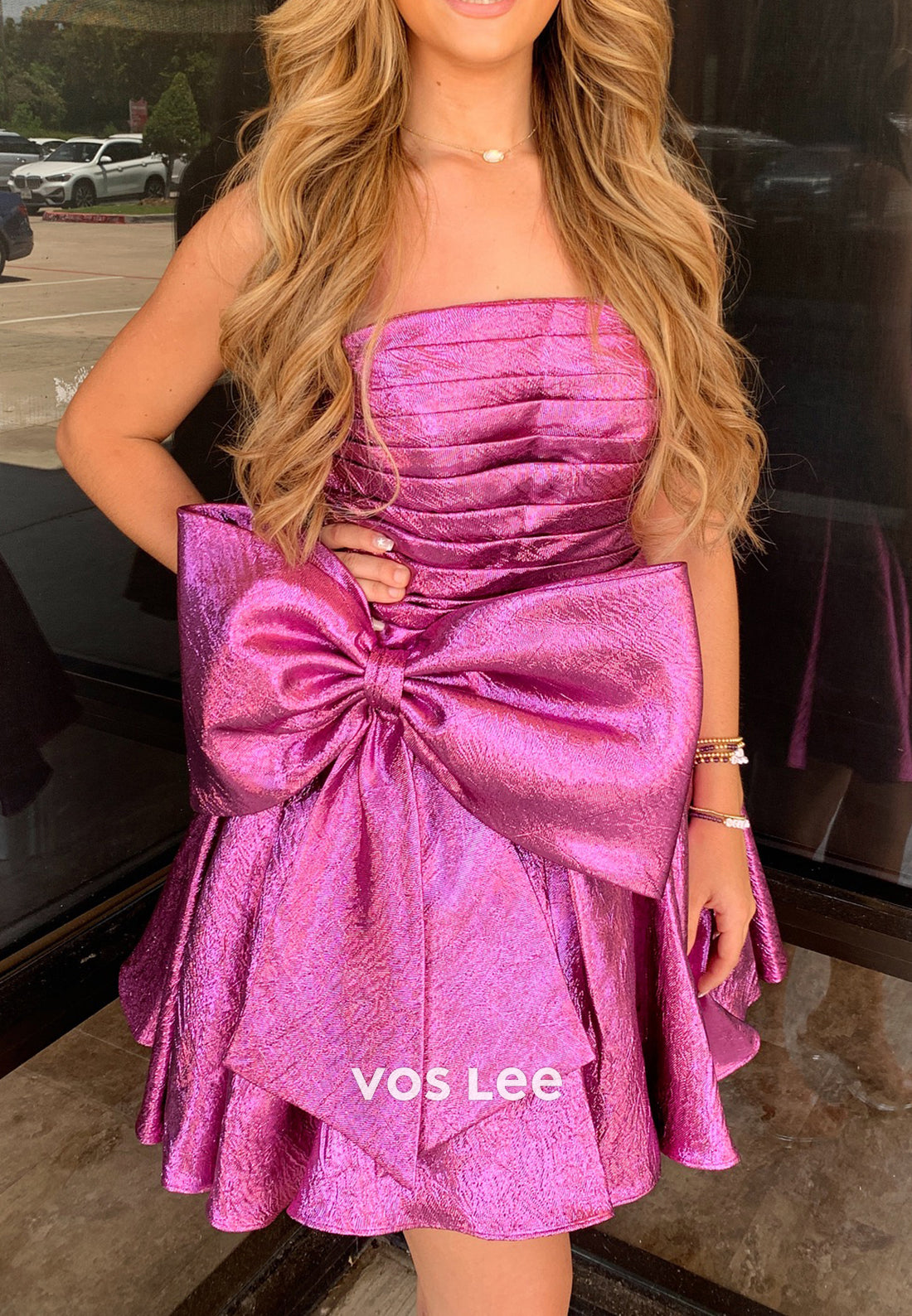 Couture & Ornate A-Line Strapless Bowknot Pleated Homecoming Dresses