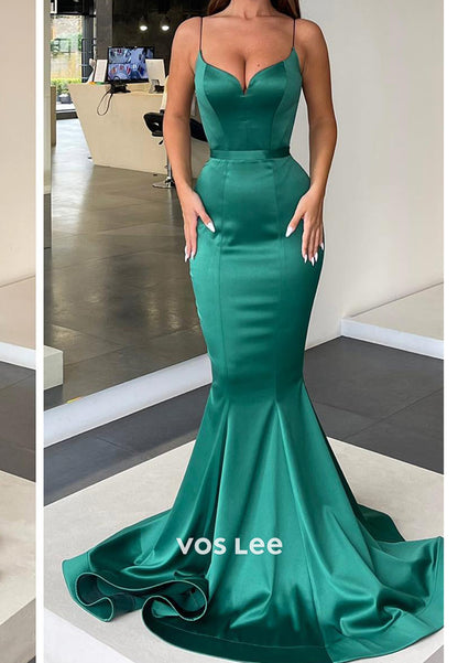 Sexy and Sleek Spaghetti Straps Sweetheart Mermaid Evening Dresses with Train