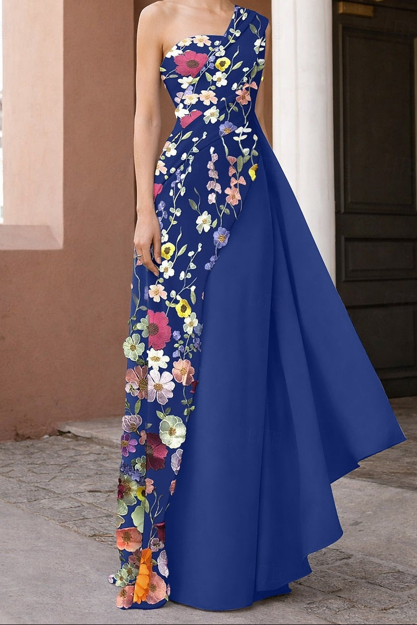 Asymmetric Dusty Blue Formal Dress for Mother of the Bride