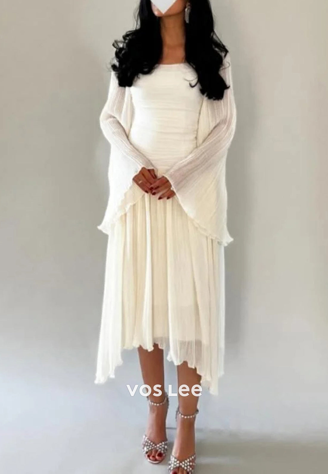 Simple & Casual A-Line Bell Sleeves  Knee-Length Evening Dresses Formal Dresses
