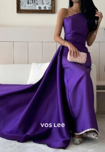 Elegant & Luxurious Strapless Pleated Mermaid Evening Dresses with Court Train