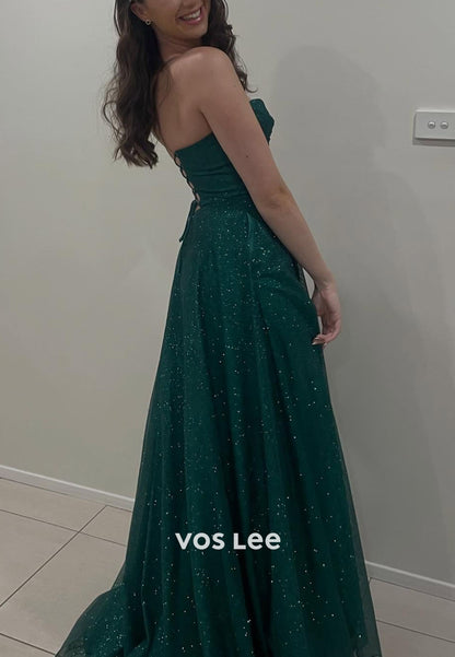 Sexy Green Sleeveless Spaghetti Straps A Line Prom Dress