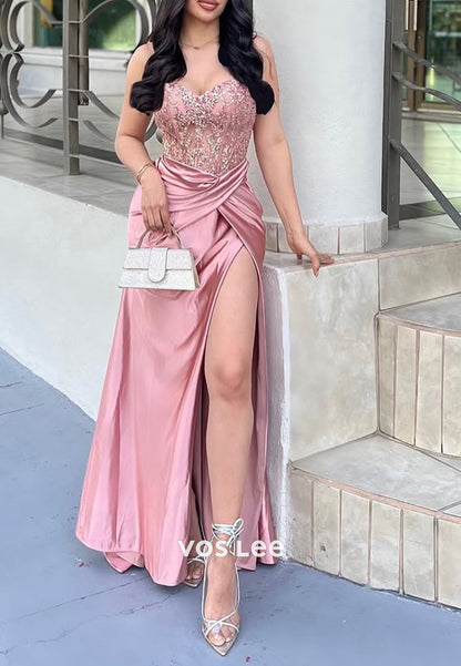 Sexy and Sleek Sweetheart Pleated Sheath Evening Dresses with Side Split