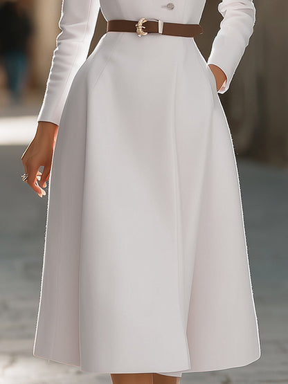 Elegant Belted Blazer Midi Dress