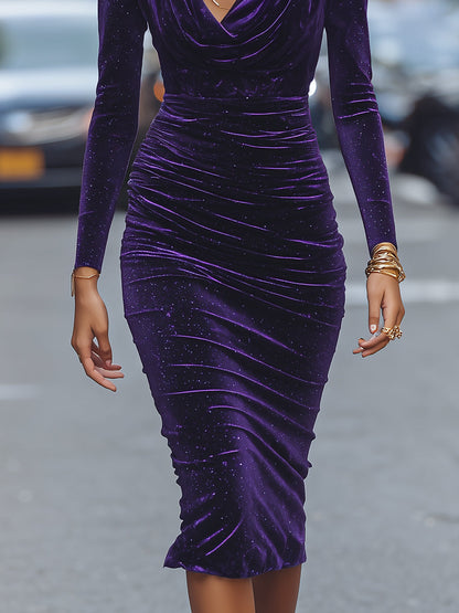 Midnight Amethyst Velvet Cocktail Dress