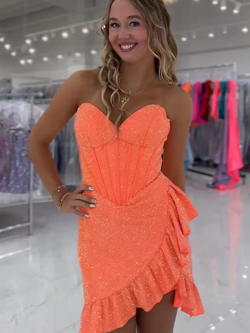 Sparkly Sheath Sweetheart Hot Pink Short Homecoming Dress with Beading