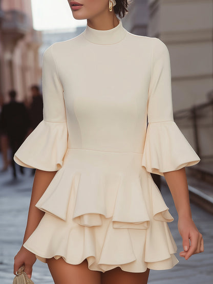 Ruffled Peplum Mini Dress With Flirty Silhouette
