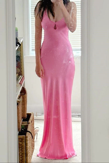 Pink Cut-out Mermaid Long Prom Dress