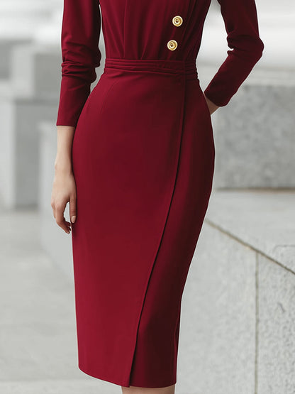 Elegant Structured Button-Front Midi Dress
