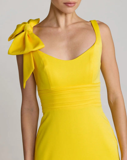 Yellow Bow Detail Sleeveless Maxi Dress