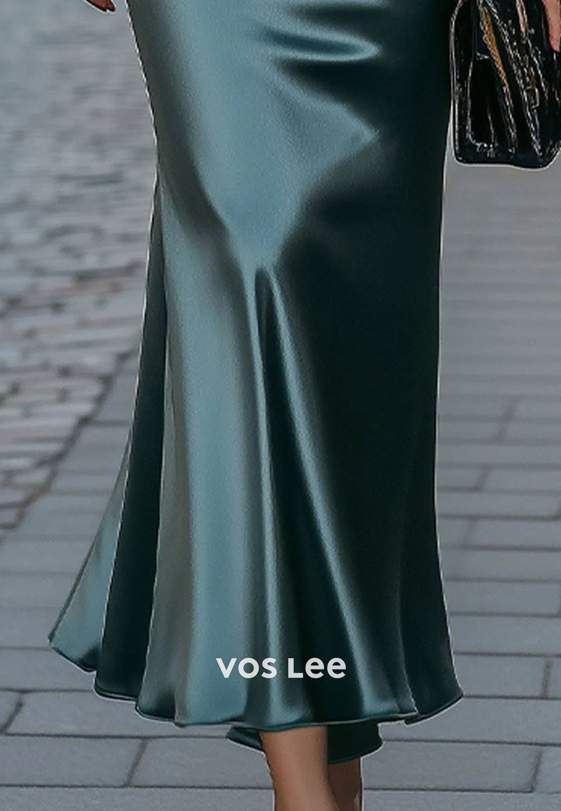 Simple Long Sleeve High Neck Ankle-Length Pleated Mermaid Wedding Guest Dresses
