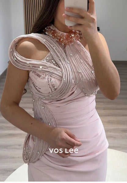 Classic & Timeless Halter Floral Embossed Mermaid Evening Dresses with Slit