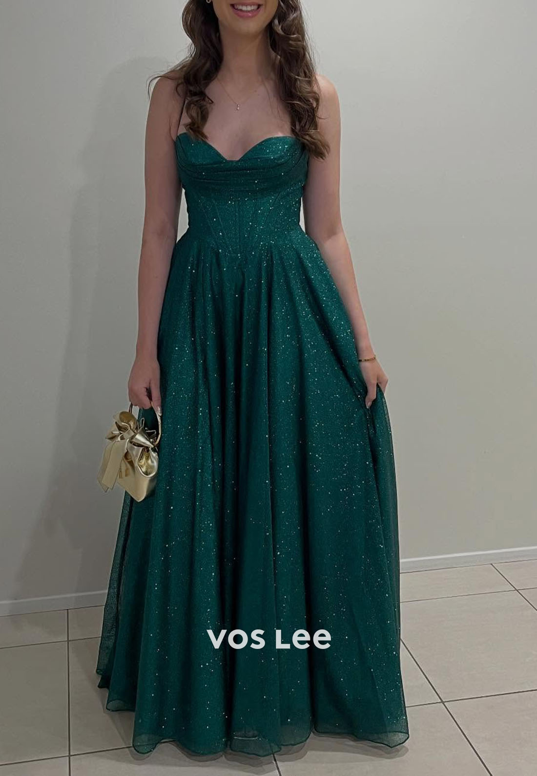 Sexy Green Sleeveless Spaghetti Straps A Line Prom Dress