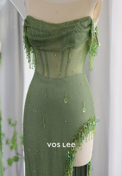 Off the Shoulder Sequins High Split Floor-Length Mermaid Prom Dresses