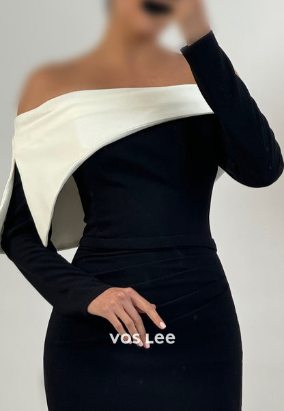 Sexy and Sleek Long Sleeve Off the Shoulder Mermaid Evening Dresses with Sweep Train