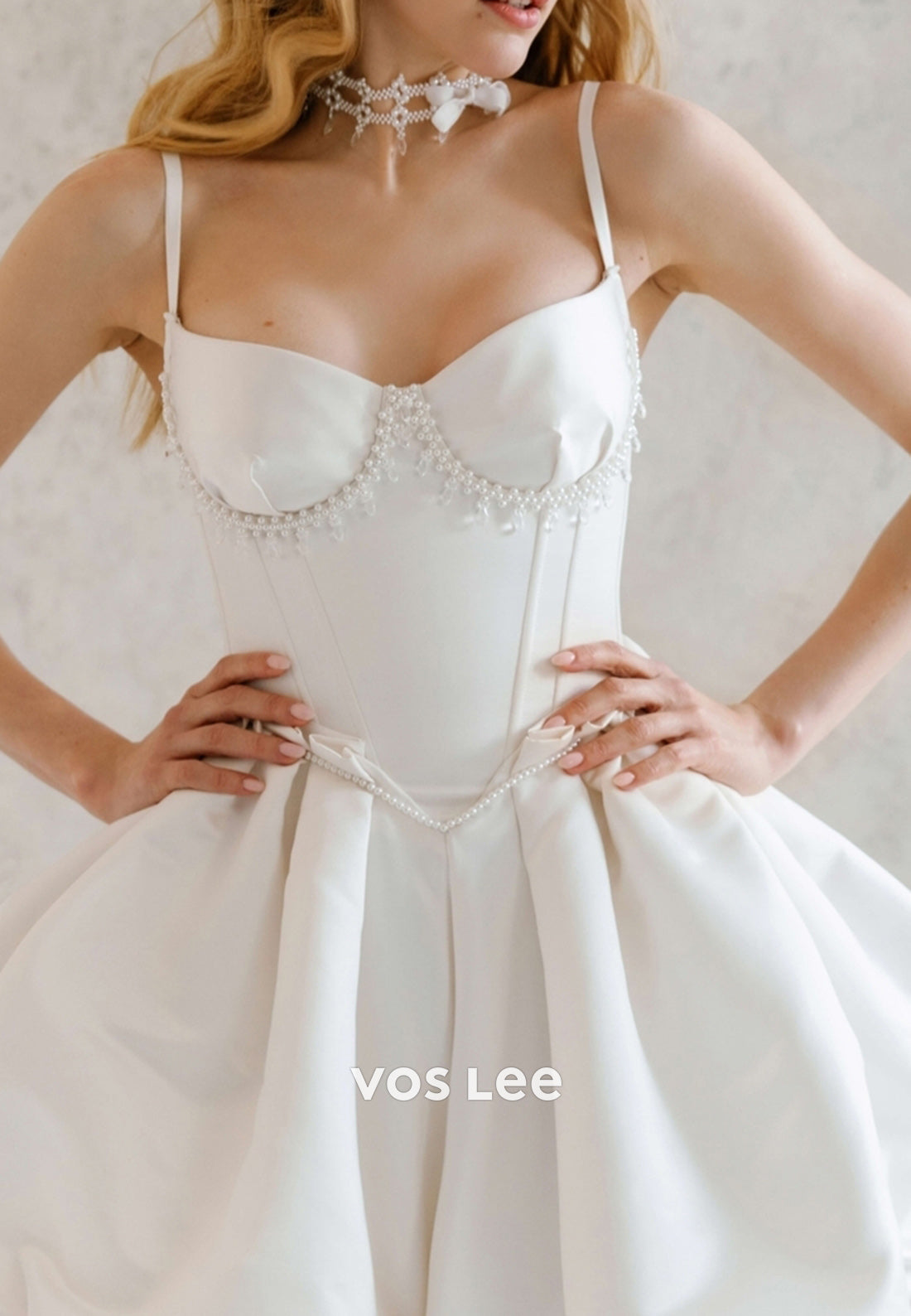 Mini & Short A-Line Spaghetti Straps Sweetheart Pearls Pleated Beach Wedding Dresses