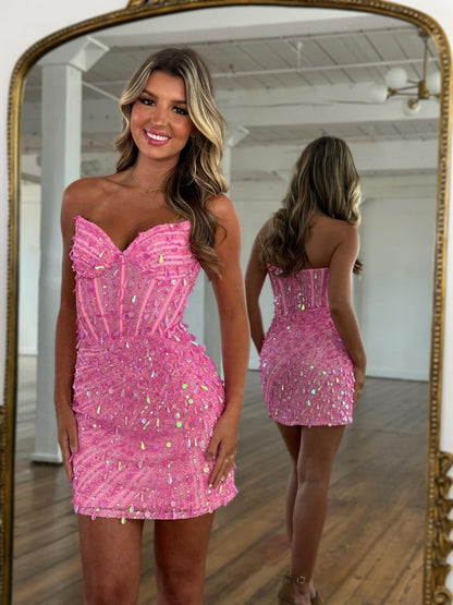 Sparkly Sheath Sweetheart Peacock Blue Short Homecoming Dress with Sequins