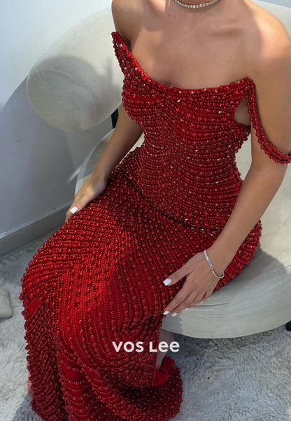 Sexy and Sleek Scoop Beading Floor-Length Mermaid Prom Dresses