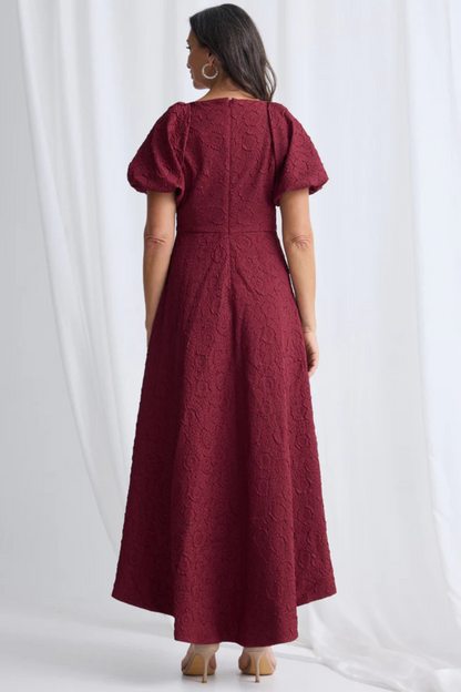 A-line V-Neck line Short Sleeves Maxi Dress