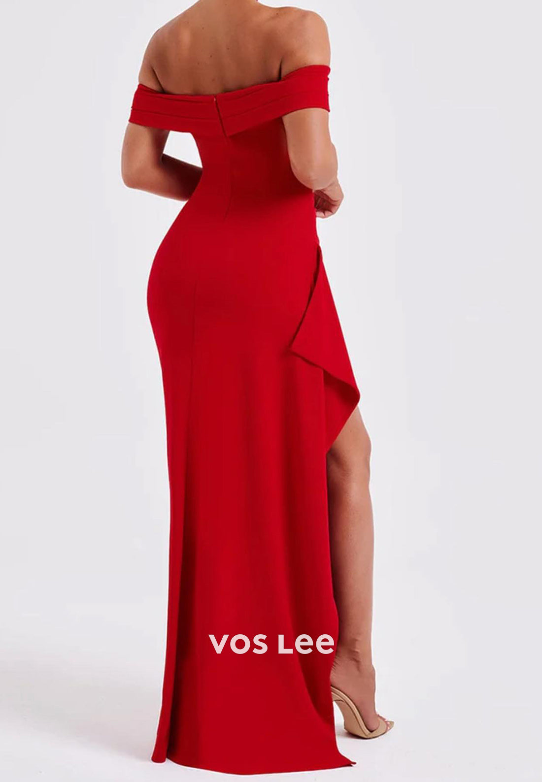 Sexy & Hot Off the Shoulder Pleated Floor-Length Mermaid Evening Dresses with High Split
