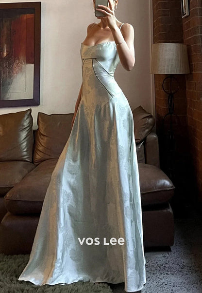 Sexy and Sleek Spaghetti Straps Floral Embellished Floor-Length Prom Dresses