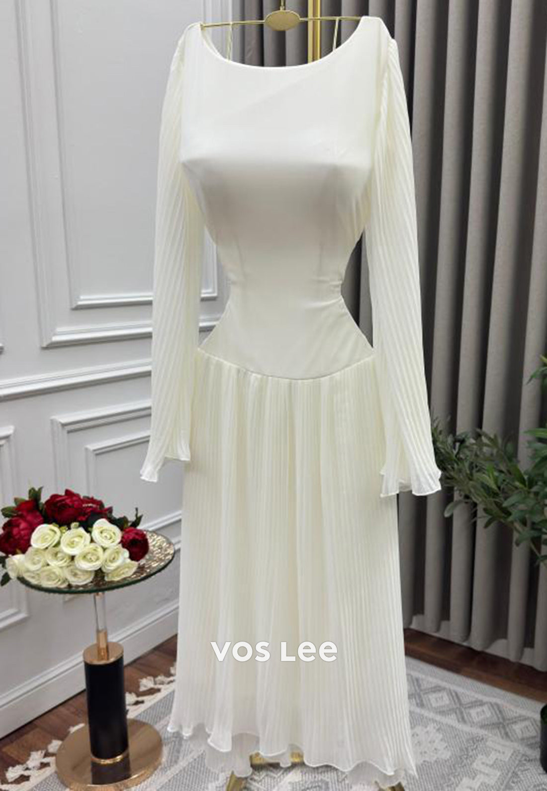 Simple & Casual A-Line Bell Sleeves  Knee-Length Evening Dresses Formal Dresses