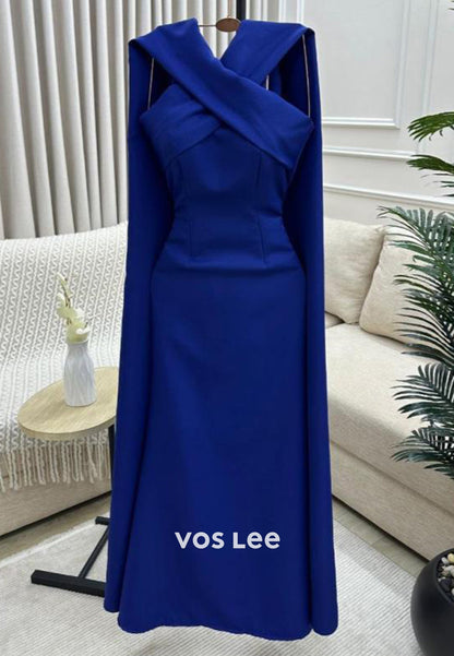 Classic A-Line Criss-Cross Straps Floor-Length Evening Dresses Formal Dresses