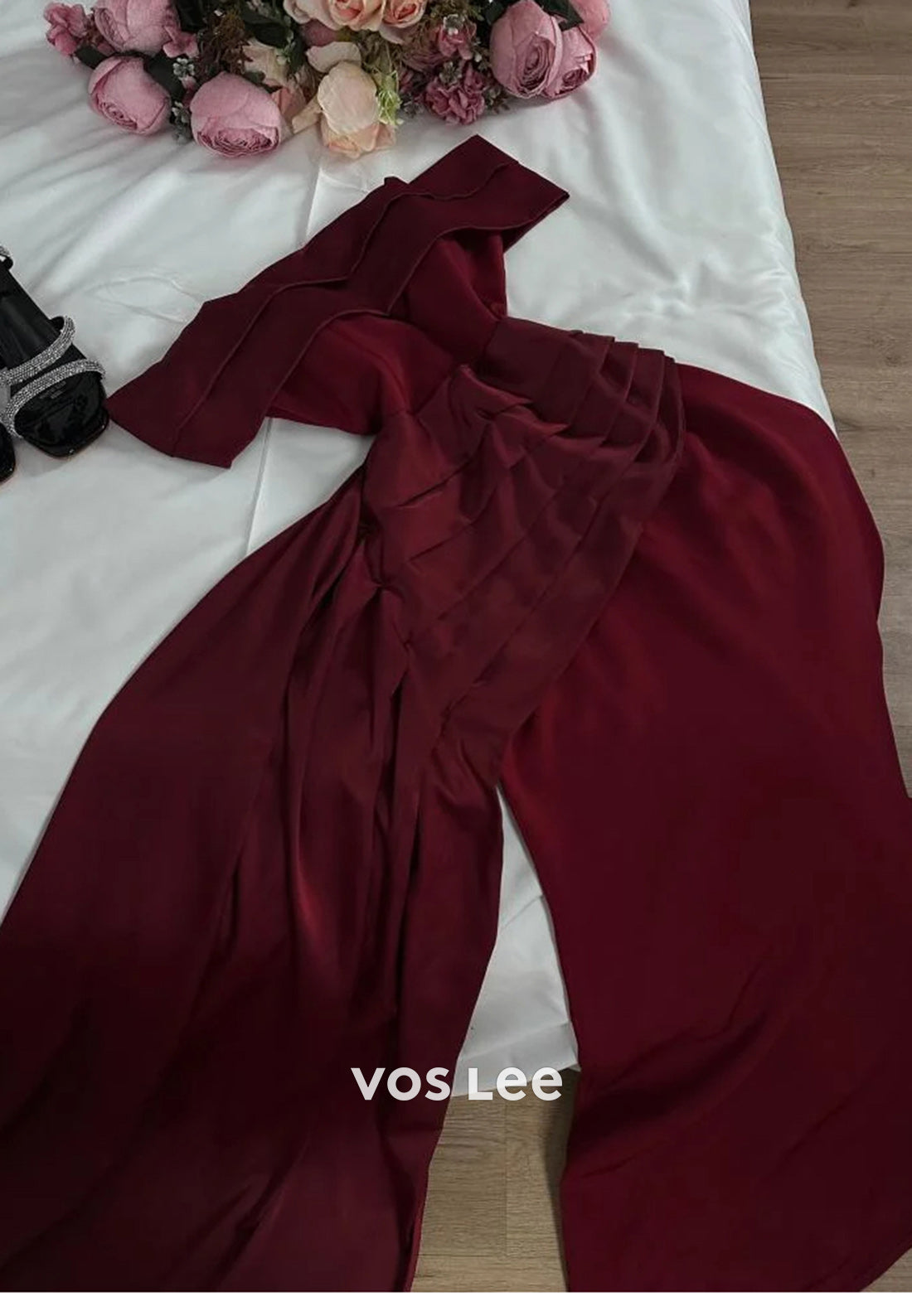 Classic & Timeless A-Line Pleated Off the Shoulder Evening Dresses with Court Train