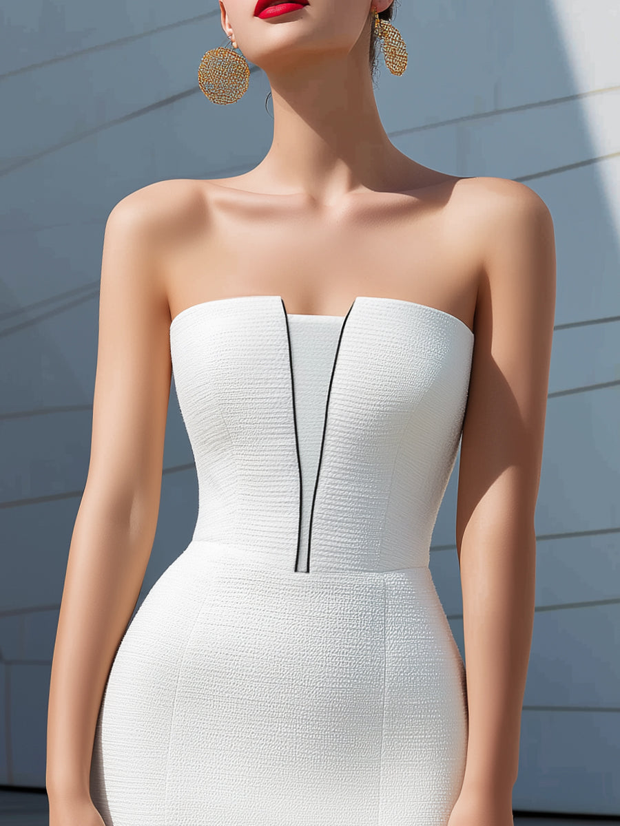 Strapless Sculpted Bustier Midi Dress