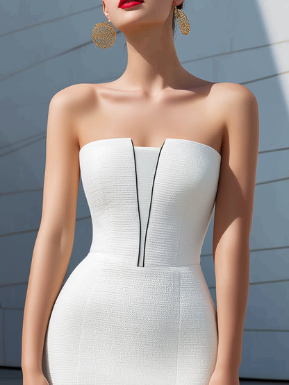 Strapless Sculpted Bustier Midi Dress